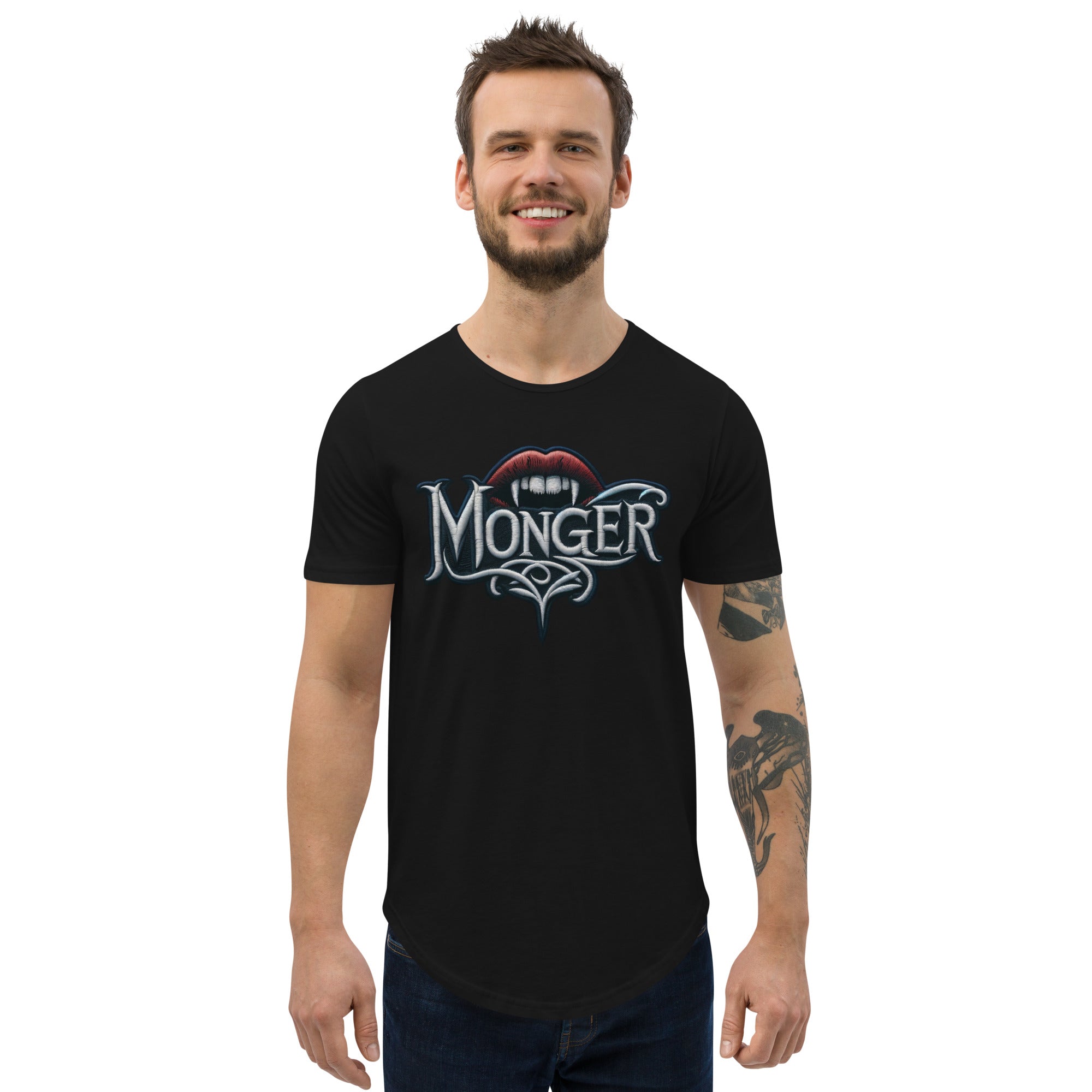 MONGER XL VAMP LIPS Men's Curved Hem T-Shirt